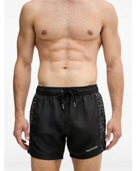 Trussardi - Logo-Print Drawstring-Waist Swim Shorts - Lyst