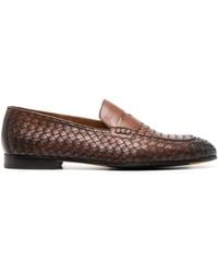 Doucal's - Woven Leather Penny Loafers - Lyst