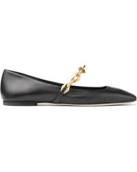 Jimmy Choo - Diamond Tilda Chain-Embellished Leather Flats - Lyst