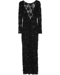 Alessandra Rich - Sequin-Embellished Floral-Appliqué Maxi Dress - Lyst