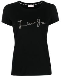 Liu Jo - Camiseta con logo y apliques de strass - Lyst