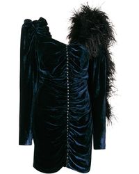 Magda Butrym Velvet Draped Mini Dress - Blauw