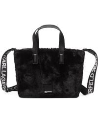 KARL LAGERFELD - Faux-Fur Logo-Strap Tote Bag - Lyst