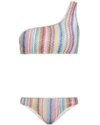 Missoni - Zigzag-Knit One-Shoulder Bikini - Lyst