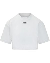 Off-White c/o Virgil Abloh - Off-Stamp Ribbed Cropped T-Shirt - Lyst