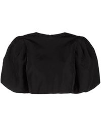 MSGM - Puff-sleeve Cropped Blouse - Lyst