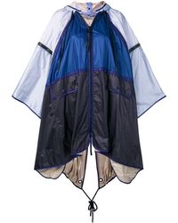 Moncler Colour Block Hooded Cape - Blue