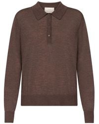 Loulou de Saison - Fine-Knit Long-Sleeve Polo Shirt - Lyst