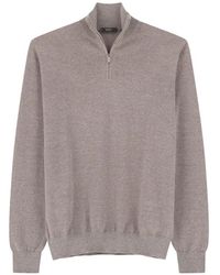 BOGGI - Roll-Neck Jumper Quarter-Zip Merino-Wool Cashwool Mouliné - Lyst