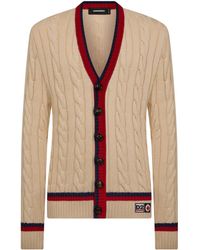 DSquared² - Logo-patch Cable-knit Cardigan - Lyst
