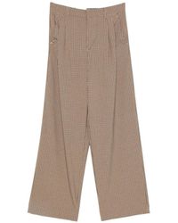 White Sand - Check-Pattern Wide-Leg Trousers - Lyst