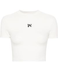 Palm Angels - Camiseta corta con logo bordado - Lyst