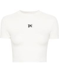 Palm Angels - Cropped-T-Shirt mit Logo-Stickerei - Lyst