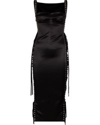 Dolce & Gabbana - Vestido midi con detalles de encaje - Lyst