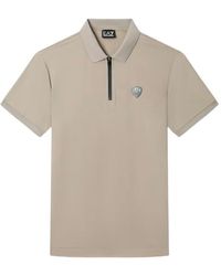 EA7 - Train Premium Shield Zip-Fastening Logo-Patch Polo Shirt - Lyst