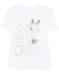 Chloé - Printed Cotton T-Shirt - Lyst