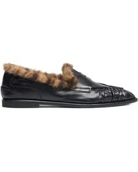 Ash - Babe Bis Fur-Trimmed Ruched-Detail Loafers - Lyst