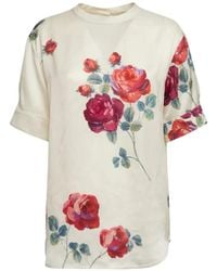 N°21 - Floral-Print Short-Sleeve Blouse - Lyst