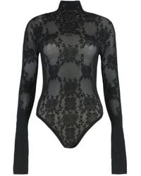 LES FILLES D'EVA - Body À Fleurs En Dentelle À Col Roulé - Lyst