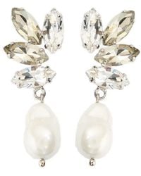 Erdem - Crystal-Embellishment Pearl-Drop Earrings - Lyst