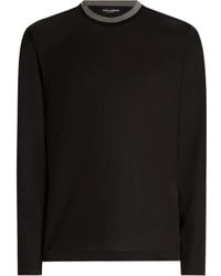Dolce & Gabbana - T-Shirt Met Contrasterende Afwerking En Lange Mouwen - Lyst