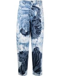 Alberta Ferretti - Graphic Print Tapered Jeans - Lyst