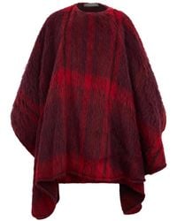 Alberta Ferretti - Check-Pattern Mohair-Blend Poncho - Lyst
