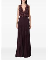 Elisabetta Franchi - Crystal-Embellished Pleated Maxi Dress - Lyst