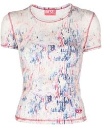 DIESEL - T-ele-long-n1 T-shirt Met Abstract Patroon - Lyst