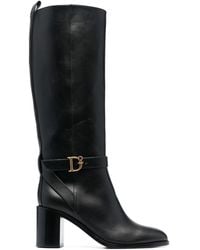 DSquared² - Logo-Buckle Leather Boots - Lyst