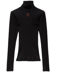 Versace - Embroidered-Logo Wool Knit Turtleneck Sweater - Lyst