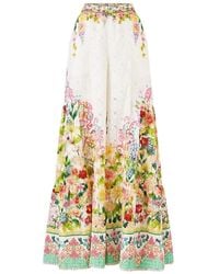 CAMILLA - Tiered-Panels Floral-Print Cotton Trousers - Lyst