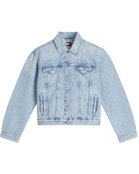 Tommy Hilfiger - Flag-Patch Faded Denim Jacket - Lyst