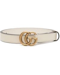 Gucci - Neutral Double G Leather Buckle - Lyst