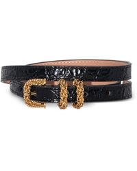 BY FAR - Embossed-Tone Buckle Belt - Lyst
