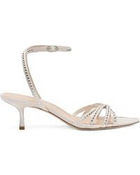 Stuart Weitzman - Carlyle Crystal-Embellished Satin Sandals - Lyst
