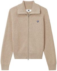 Chocoolate - Ribbed-Knit Heart-Patch Zip-Up Cardigan - Lyst