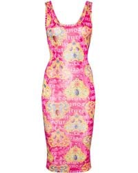Versace - `Organzino Heart Couture` Print Mini Dress - Lyst