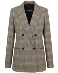 Patrizia Pepe - Double-Breasted Check Blazer - Lyst