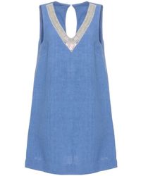 120% Lino - Sequin-Embellished V-Neck Mini Dress - Lyst