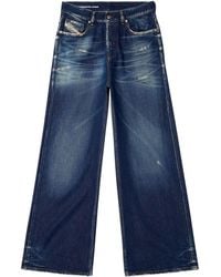 DIESEL - Frayed Wide-Leg Jeans - Lyst
