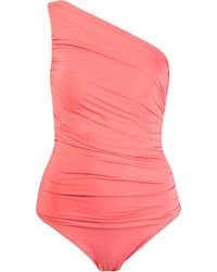 Brigitte Bardot One shoulder draped swimsuit - Jaune