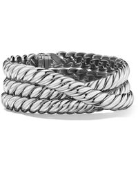 David Yurman - Sculpted Cable Sterling Silver Triple-band Bracelet - Lyst