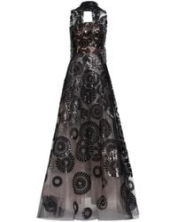 Elie Saab - Sequin-Embroidered Gown Maxi Dress - Lyst