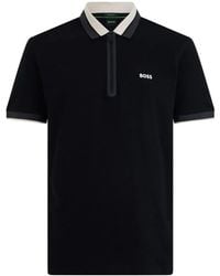 BOSS - Polo Zippé À Motif Zig-Zag - Lyst