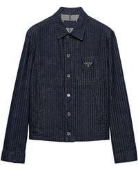 Prada - Denim Jack Met Chevron Streep - Lyst