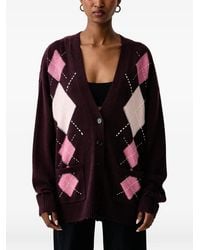 Pinko - Wool And Cashmere Cardigan With Diamond Motif - Lyst