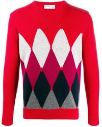 Ballantyne Argyle Knit Jumper - Red