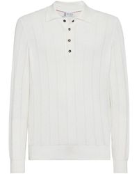 Brunello Cucinelli - Poloshirt Mit Langen Ärmeln - Lyst