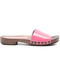 Miu Miu - Logo-Print Flat Sandals - Lyst